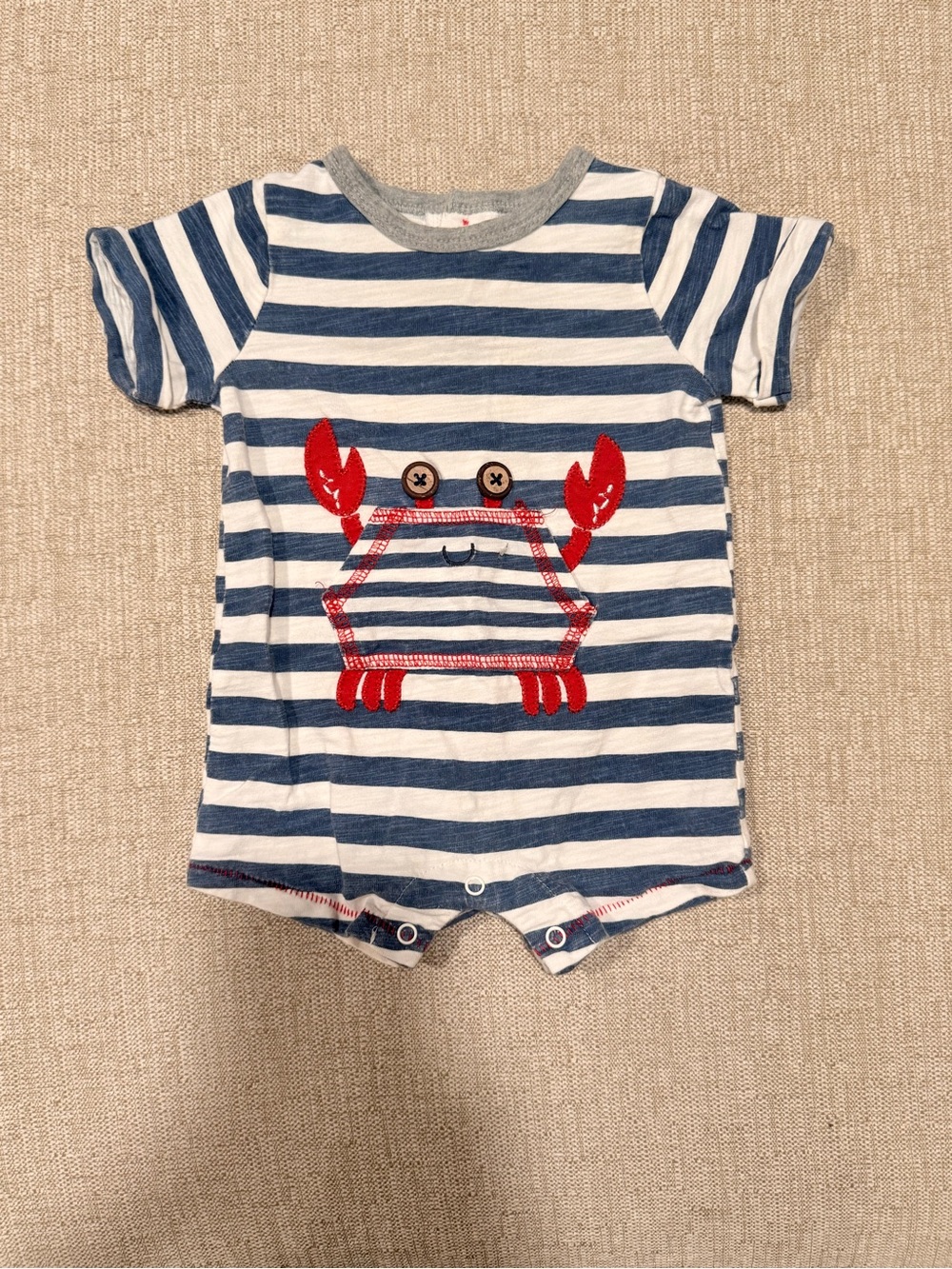 Mud Pie Blue & White Striped Crab Footie